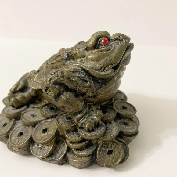 Chinese Feng Shui Resin Wealth  Lucky Money Frog Statue Figurine Chip - Picture 7 of 11